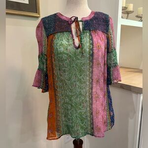 Anthropologie Akemi + Kin Antonella Peasant Multicolor Top BOHO